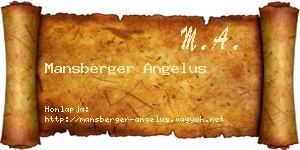 Mansberger Angelus névjegykártya